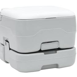 Toilette camping poly&eacute;thyl&egrave;ne gris clair 41,5x36,5x30 cm portable robuste