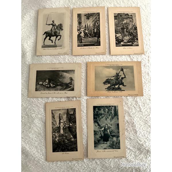7 cartes postales anciennes La bienheureuse Jeanne d'Arc en noir et blanc