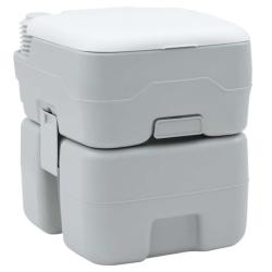Toilette camping poly&eacute;thyl&egrave;ne gris blanc 41,5x36,5x42 cm portable robuste