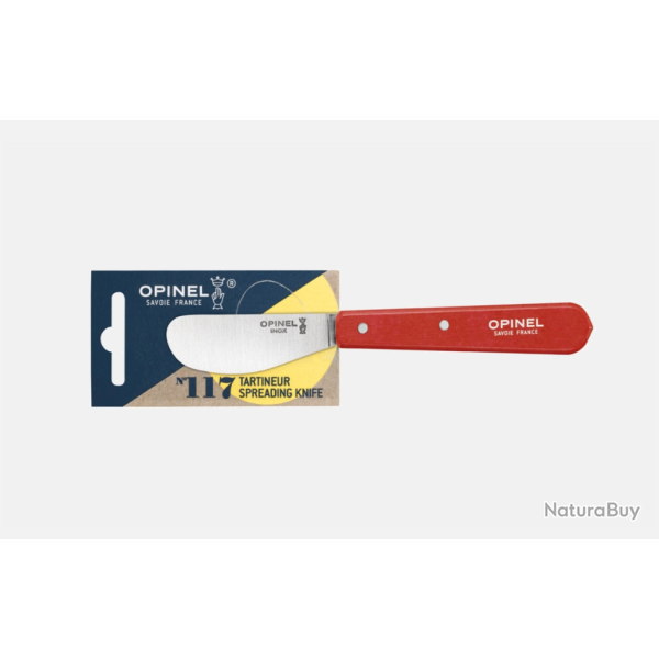 Opinel N�117 Tartineur Rouge - Lame Spatule Inox 6,5 cm - Manche Charme
