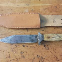 couteau scout chantier de jeunesse les 2 diables forg&eacute; d un bloc bois de cerf ww2