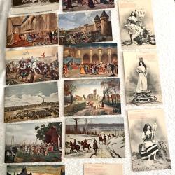 Lot de 17 cartes postales anciennes &eacute;pop&eacute;e de Jeanne d'Arc