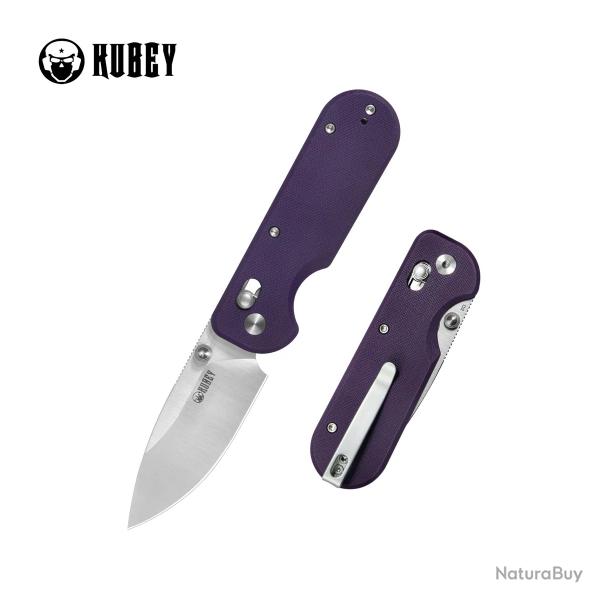 Couteau Kubey Bedrock Crossbar Lock Lame Acier D2 Manche G10 Violet KUB505C