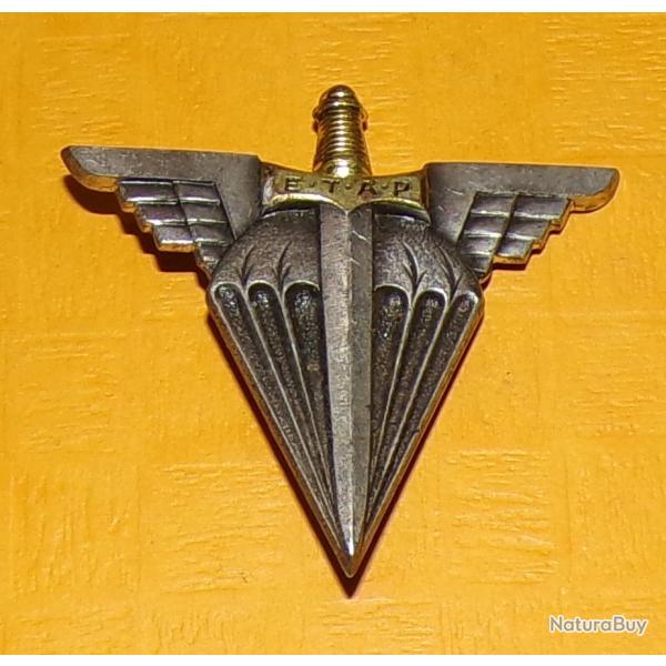 Ecole des Troupes A�ro Port�es , parachute argent� broch� d'une �p�e ail�e au sigle E.T.A.P. , FABRI