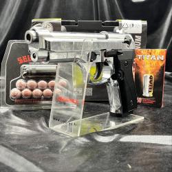 Pack pistolet FIRAT MAGNUM Chrom&eacute; 9mm PAK + 50X Munitions + Embout Self Gomm