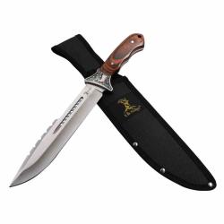Couteau Fixe Elk Ridge Grande Lame Acier 3Cr13MoV Manche Bois Marron ERFIX122