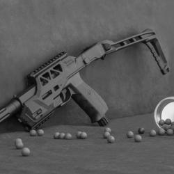 PISTOLET SENTINEL C50 + EXTENSION DE CANON TACHYON-S  + 100 BBs Noyaux M&eacute;tal + Crosse SPEAR