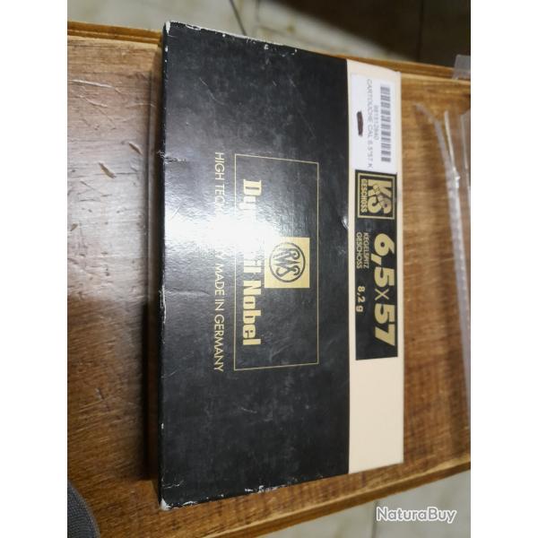 vend 1 boite de 20 munitions RWS ogives KS de 8,2 grammes calibre 6,5 X 57