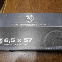 vend 1 boite de 18 munitions RWS ogives KS de 8,2 grammes calibre 6,5 X 57