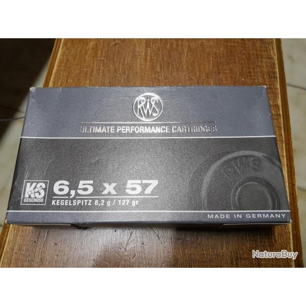 vend 1 boite de 18 munitions RWS ogives KS de 8,2 grammes calibre 6,5 X 57