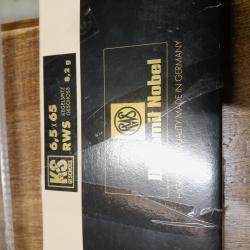 Vend 1 boite entam&eacute;e de 10 munitions RWS KS 8,2 grammes 127 grains calibre 6,5 X 65