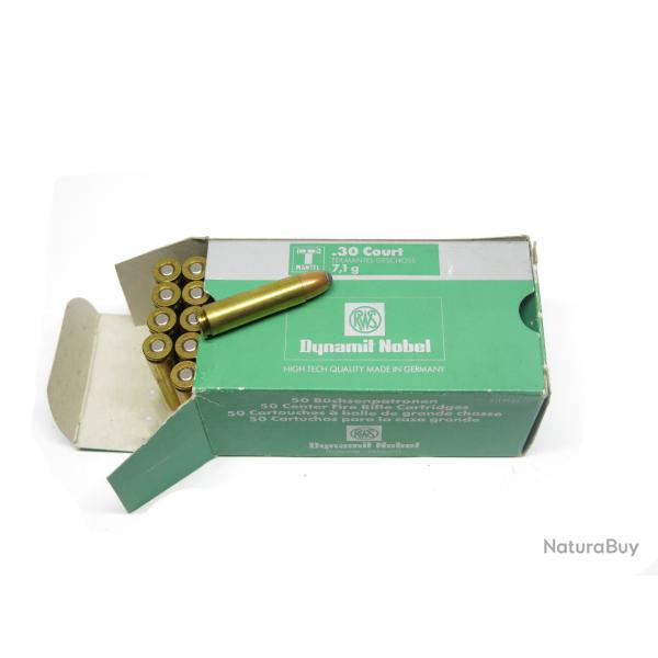 Boite de 50 cartouches RWS calibre 30 short 7.62 x 31.5 pour carabine USM1