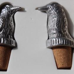 Bouchons motifs pingouin en m&eacute;tal neuf