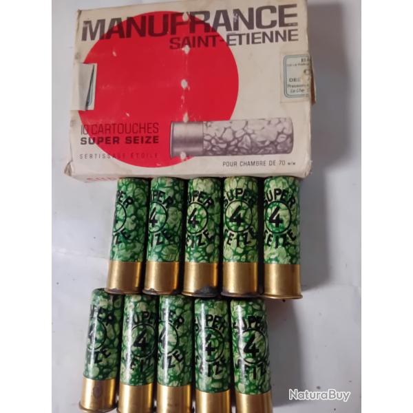 Bo�te de10 belles cartouches anciennes cal 16  MF douilles cartons mouchet�es vertes