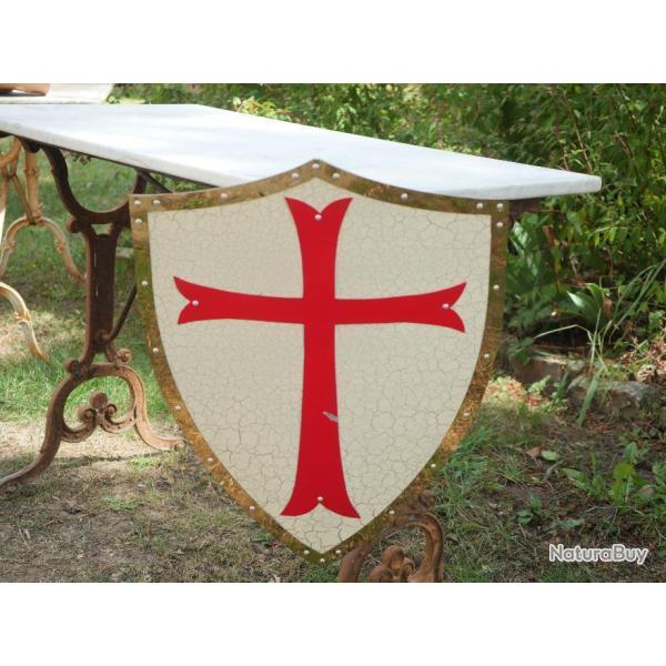 MOYEN AGE - Bouclier en m�tal d'un chevalier TEMPLIER - ref EBR24BOU001