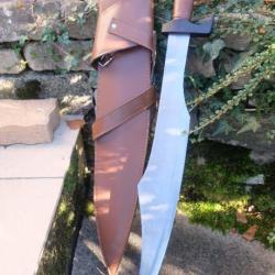 Sabre Ep&eacute;e De L&eacute;onidas de Sparte Thermopyles Spartan Les 300 Lame Acier Carbone Affut&eacute;e Etui 001