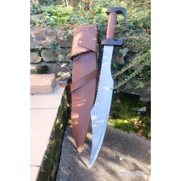 Sabre Ep�e De L�onidas de Sparte Thermopyles Spartan Les 300 Lame Acier Carbone Affut�e Etui 001