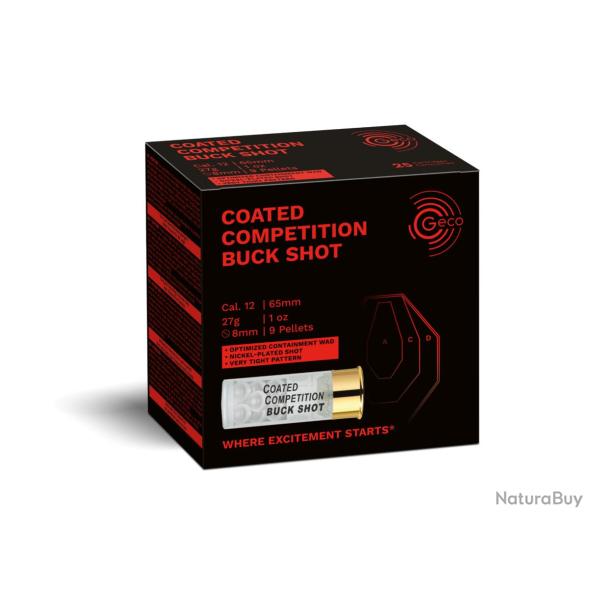 CARTOUCHES GECO COATED COMPETITION BUCK SHOT CAL 12/70 30G
