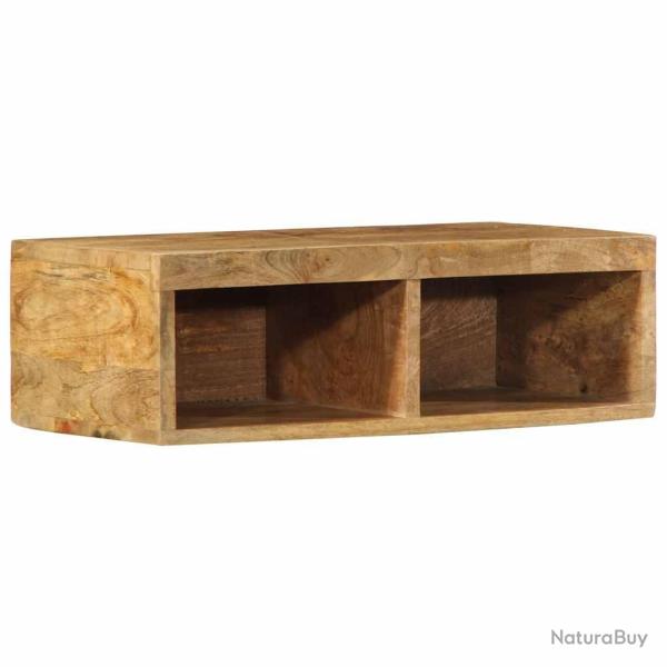 Meuble TV mural gain de place rangement 60 x 30 x 19 cm en bois massif de manguier brut 02_0057701