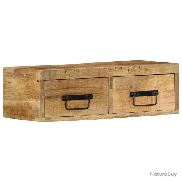 Meuble TV mural gain de place rangement 60 x 30 x 19 cm en bois massif de manguier brut 02_0057689