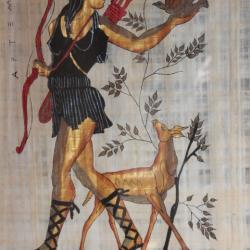Tableau papyrus ARTEMIS DIANE chasseresse