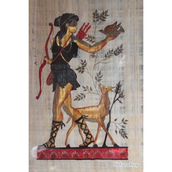 Tableau papyrus ARTEMIS DIANE chasseresse