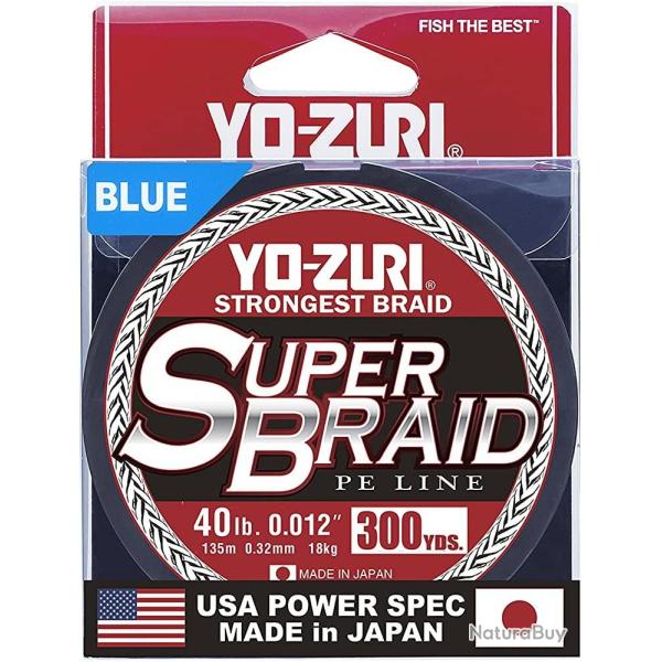 Tresse Yo-Zuri Super Braid Bleue 275m 36/100 Bleu 275m 22,60kg