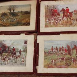 CPA - Lot 4 cartes postales anciennes chasse &agrave; courre Oilette