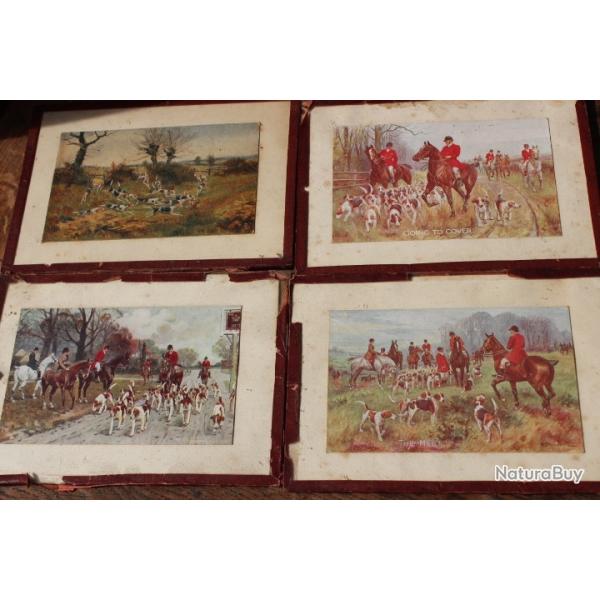 CPA - Lot 4 cartes postales anciennes chasse � courre Oilette