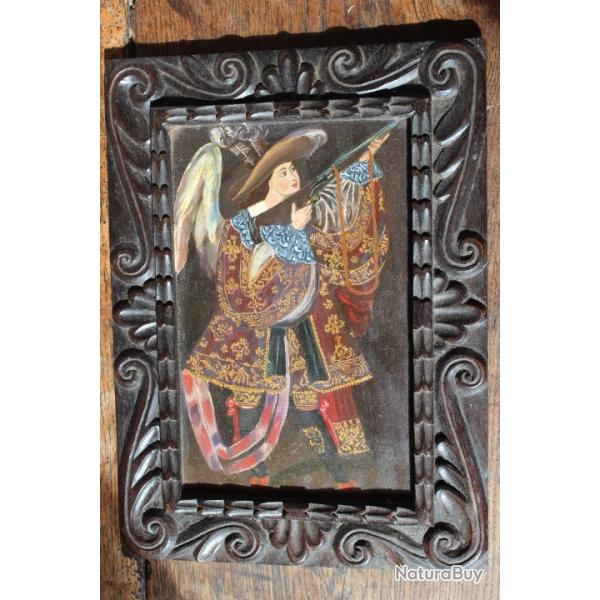 Tableau Arquebusier peinture sur bois