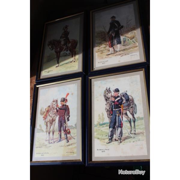Lot quatre peintures Arm�e 19�me  Andr� MARCY