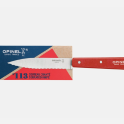 Opinel N&deg;113 Couteau Crant&eacute; Rouge - Lame Inox 10 cm - Manche Charme