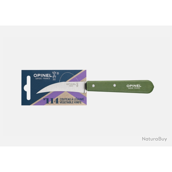Opinel N�114 Couteau � L�gumes Kaki - Lame Inox 7 cm - Manche Charme