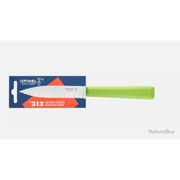 Opinel N�313 Couteau Crant� Vert - Manche Plastique Recycl� rPP