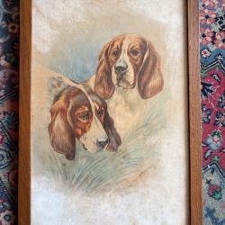 Aquarelle chiens courants Z.Bormans Moscicka