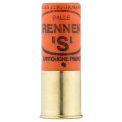 Cartouche Prevot &agrave; balle BRENNEKE ''S'' demi-blind&eacute;e - Cal. 12/70