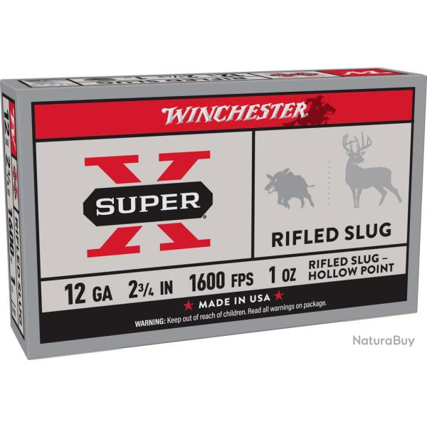 Cartouches Slug Winchester 12/70 Super-X 28 g x5 12/70 28g Rifled slug