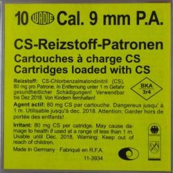 Cartouches 9Mm Cs Pa A Gaz X10
