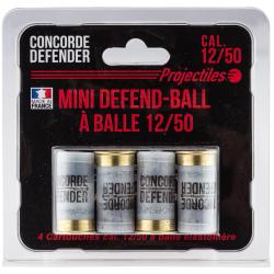 4 Cartouches Mini Defend-Ball Cal. 12/50 &agrave; Balle Elastomere Bior