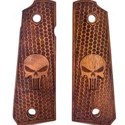 Plaquettes bois PT1911 nid d'abeille Punisher