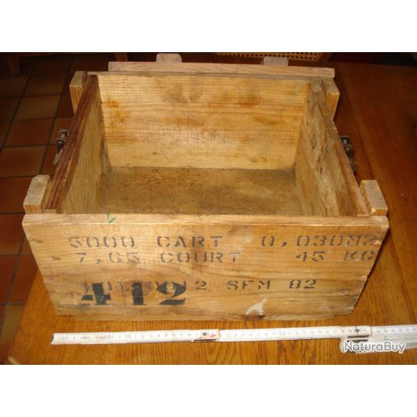 Ancienne caisse  vide en bois  Police Nationale de munitions 7.65mm court.