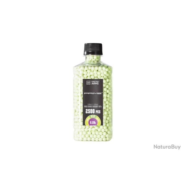 Billes bio 0.20g Prime tracantes vertes en bouteille de 2500