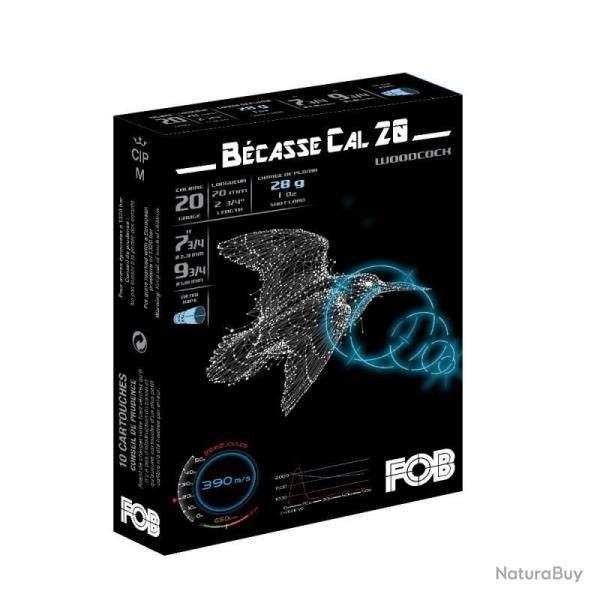 Cartouches FOB BECASSE calibre 20/70 28g demi-Jupe n�7-3/4 et 9-3/4 x10