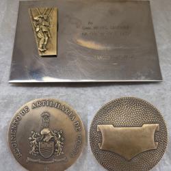 M&eacute;daille bronze r&eacute;giment & insigne base &eacute;cole troupes parachutiste Portugal