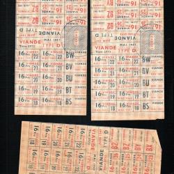 tickets de rationnement  viande type d juin 1947 lot 3 planches