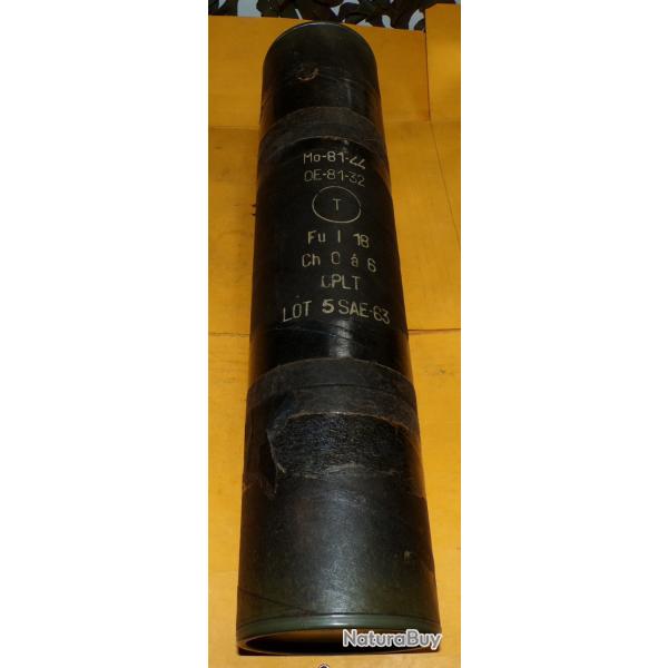 BOITE VIDE CONTAINER DE TRANSPORT POUR MUNITION OBUS DE MORTIER DE 81 MM DE 1963  , ETAT  VOIR PHOTO