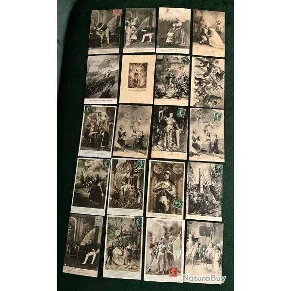 Lot de 20 cartes postales anciennes historiques Jeanne d'Arc