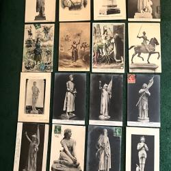 Jeanne d'Arc Lot de 24 cartes postales anciennes historiques, statues, iconographies