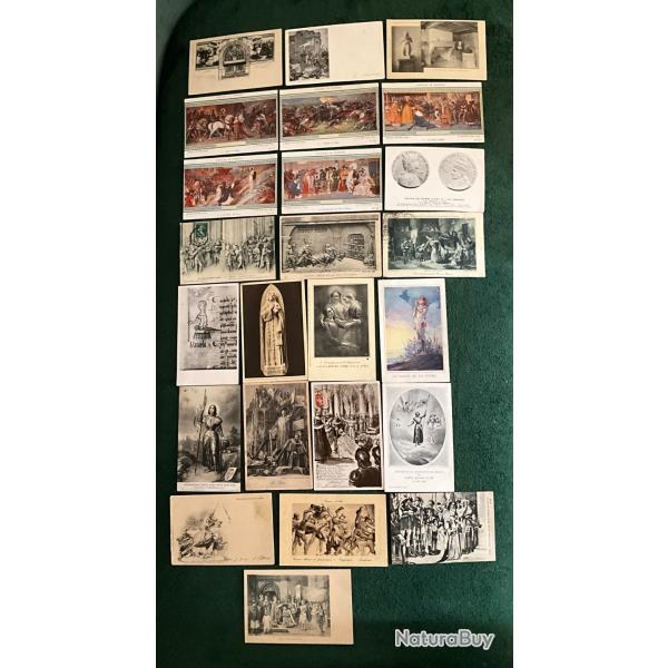 Jeanne d'Arc lot de 24 cartes postales anciennes- iconographie