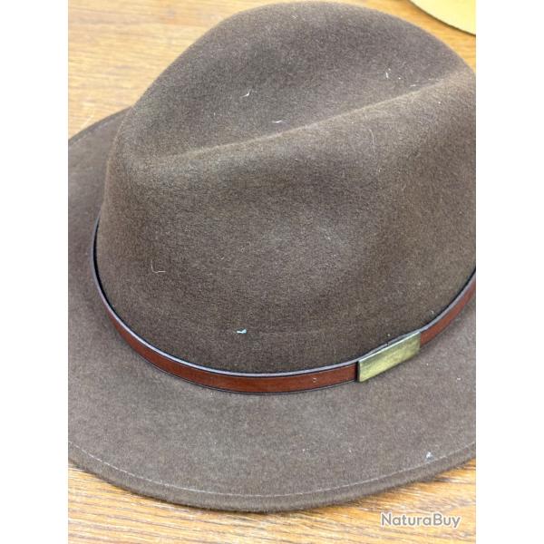 chapeau de chasse marron taille 59 a vendre aux ench�re destockage armurerie chasse
